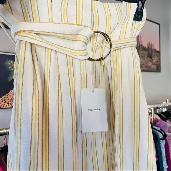 NEW Tularosa Yellow Striped Paper Bag Tapered Pant - Picture 2 of 5